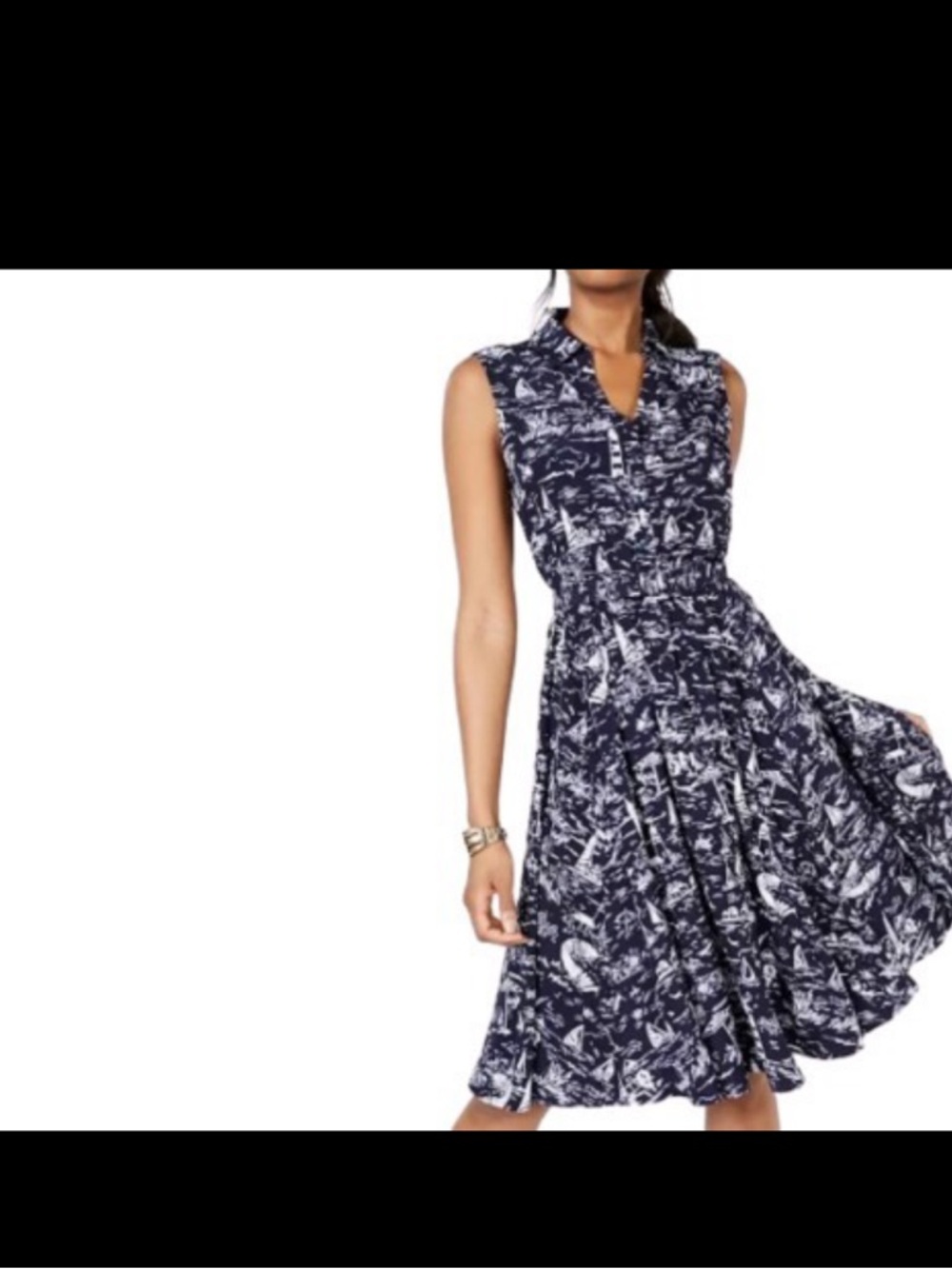 Charter Club Women’s Belted A Line Dress- Nautical